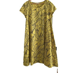 Bryn Walker Winslow Dress Womens S Fits M-L Yellow Floral‎ Lagenlook Oversized